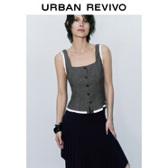 UR2025春季新款女裝格雷系氣質(zhì)肌理花邊拼接吊帶衫UWG250134