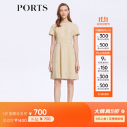 PORTS寶姿商場(chǎng)同款女裝春夏休閑復(fù)古氣質(zhì)粗花呢連衣裙 古金色混色 2XL (12)