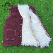 老爺車(chē)羊毛馬甲男女士真皮毛一體坎肩真毛中老年人加厚棉背心保暖馬夾 紫色長(cháng)羊毛紐扣（內膽可拆卸） 4XL (110-130斤)