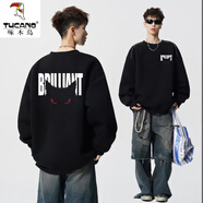 啄木鳥(niǎo)（TUCANO）重磅美式圓領(lǐng)衛衣男秋季設計感惡魔字母印花長(cháng)袖t恤嘻哈男裝上衣 10921-WY66黑色 XL 約120-140斤可穿