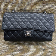 香奈兒（Chanel）【二手99新】香奈兒Chanel GST PST CF女包黑金黑銀 荔枝皮 手提 單肩女士手袋  cf荔枝皮黑銀