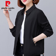 皮爾卡丹短外套女士裝春秋冬季2025年新款加大碼百搭風(fēng)衣休閑時(shí)尚上衣 黑色 M