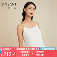 金三塔真絲睡衣女100%桑蠶絲簡(jiǎn)約真絲吊帶裙睡裙 白色【有花邊】 M