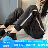 暖冬鴨鴨羽絨褲女外穿冬季2025新款加厚哈倫白鴨絨時尚加絨棉褲馬丁靴褲子 黑色面料 2XL 面料【130斤-142斤
