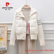 皮爾卡丹（pierre cardin）品牌高檔2025年冬季新款輕薄羽絨服女短款針織拼接袖子白鴨絨外套 (白色) S 80斤穿到115斤