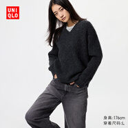 優(yōu)衣庫女裝V領(lǐng)針織衫/毛衣毛衫479231 08 深灰色 3XL /170/108C