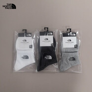 北面（The North Face）刺繡襪子四季款運動(dòng)戶(hù)外休閑吸汗透氣防臭抑菌男女ins短襪男 刺繡3雙白色 均碼【中筒】男女37-44碼