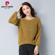 皮爾卡丹（pierre cardin）2025新款秋裝針織毛衣女士套頭寬松韓版短款粗毛線(xiàn)衣加厚打底衫女 卡其色 M