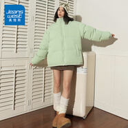 真維斯（JEANSWEST）棉服女士加厚棉襖2025年秋冬季新款小個(gè)子保暖面包服情侶棉衣外套 果綠色 M