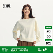 森馬（Semir）衛衣女基礎款慵懶簡(jiǎn)約圓領(lǐng)寬松套頭衫秋季溫柔純色打底衫百搭 奶白10501 L