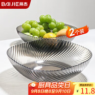拜杰水果盤(pán)零食盤(pán)家用果盤(pán)客廳干果盤(pán)托盤(pán)糖果堅果盤(pán)透明黑2只裝