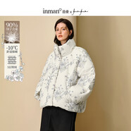 茵曼（INMAN）茵曼老錢(qián)風(fēng)印花立領(lǐng)短款羽絨服2025冬女裝新款保暖厚外套 米杏色 L