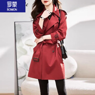 羅蒙（ROMON）風(fēng)衣外套女春秋2025新款韓版紅色顯瘦氣質(zhì)雙排扣感中長(cháng)款大衣 紅色 M 105斤以?xún)?
                                         title=