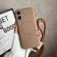 品怡（Bejoy）適用蘋(píng)果14手機殼13液態(tài)磁吸編織手機掛繩雙層15iPhone16防摔全包 棕色【+配套掛繩】 iphone 16promax