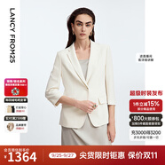 朗姿三醋酸Basic衣櫥白色女士小西裝外套夏新款西服明星同款 米白色3 S