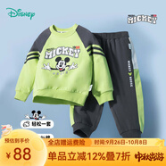 迪士尼童裝兒童衛(wèi)衣套裝卡通休閑套裝 男童米奇粉綠ZD1DT014 130