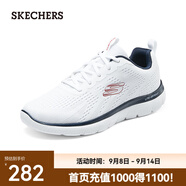 斯凱奇（Skechers）男士綁帶運動(dòng)鞋網(wǎng)面輕便緩震健步鞋232395 白色/海軍藍色/WNV 42.5