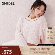 SNIDEL秋冬甜美淑女鏤空蝴蝶結毛針織衫上衣SWNT244309 粉色 均碼 （F）