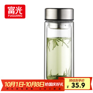 富光雙層玻璃杯大容量帶茶隔水杯高硼硅泡茶杯子商務(wù)男士辦公杯480ml