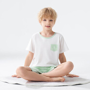 大嘴猴（paul frank）夏季兒童萊賽爾天絲短袖家居服套裝七分袖t恤空調(diào)服2件套 114B松石綠-短袖套裝萊賽爾天絲 140 cm