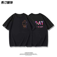 風(fēng)鳶花劉德華演唱會(huì )同款簡(jiǎn)約文字重磅長(cháng)袖男女T恤復古流行寬松國潮 短袖黑色【紫色字 前后印花】 3XL
