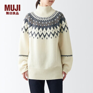 無(wú)印良品 MUJI 男女通用 羊毛提花編織半高領(lǐng)毛衣 BAL90A2A 長(cháng)袖針織衫 原色 S-M
