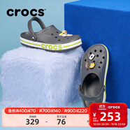卡駱馳（CROCS）洞洞鞋貝雅卡駱班輕便耐磨一腳蹬休閑鞋|205089 石板灰/青檸綠-0GX 43 (270mm)