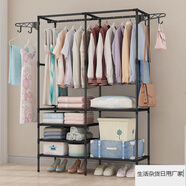 百頁(yè)軒簡(jiǎn)約現代衣帽架落地玄關(guān)臥室收納鞋帽架 雙排黑色108cm.