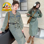 R.DUCKKIDS小黃鴨女童秋裝連衣裙2025新款大兒童牛仔裙時(shí)髦春秋小孩連體裙子 圖片色 110 cm