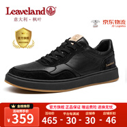 楓葉（leaveland）意大利男鞋2025秋季新品網(wǎng)面透氣男士休閑板鞋百搭軟底小白鞋子男 皮面-黑色（皮鞋碼） 40