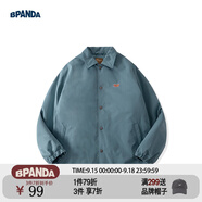 熊貓·本（ben.panda）棉服男潮牌翻領(lǐng)寬松休閑秋冬工裝棉衣多穿情侶外套 青碧藍（B款） L