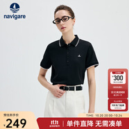 Navigare意大利小帆船女士T恤25春夏季新品休閑簡(jiǎn)約POLO衫百搭時(shí)尚體恤衫 暗夜黑 XL
