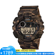 卡西歐（CASIO）男手表 軍表迷彩7年電池模擬數(shù)字G-SHOCK男表禮物日韓表GD120CM-5 Black
