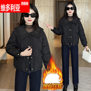 維多利亞的格調(diào)加棉加厚小香風(fēng)絨棉服女2025年冬季新款時(shí)尚洋氣娃娃領(lǐng)棉衣外套 黑色【手塞棉加厚】 L 【建議100斤-115斤】