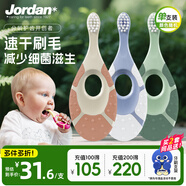 Jordan寶寶牙刷嬰幼兒乳牙刷硅膠植萃系列軟毛0-1-2歲單支裝顏色隨機