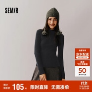 森馬（Semir）毛衣女冬季舒適緊身半高領(lǐng)正肩純色羊毛衫顯瘦打底衫101724107003