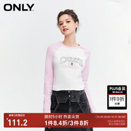ONLY秋季簡約休閑插肩袖修身長袖短款T恤女|124102008 A43 奶油白色 L 170/88A