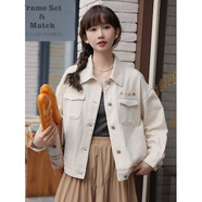 MOUTH MOVEMENT原宿港風(fēng)寬松刺繡工裝牛仔短外套女春新款高級感甜美減齡氣質(zhì)上衣 圖片色優(yōu)質(zhì)版 S