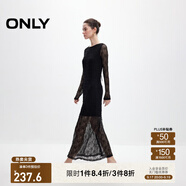 ONLY2025秋季新款甜美優(yōu)雅鉤花蕾絲長袖長裙連衣裙女|125161006 H1Z 黑色 L