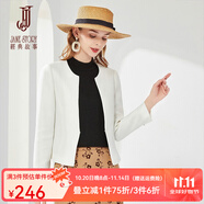 經(jīng)典故事（JANE STORY）經(jīng)典故事設(shè)計(jì)感西裝外套女秋季新款無(wú)領(lǐng)西服別致小眾短款小外套 S02 白色 2XL