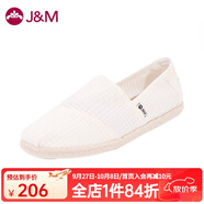 快樂(lè)瑪麗（J&M）休閑鞋男2025春夏新款 草編麻邊透氣網(wǎng)布平底套腳布鞋男鞋 白色 41 255mm