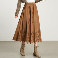 松柒牌女神范洋氣麂皮絨半身裙女2025年秋季新款氣質(zhì)時(shí)髦中長(cháng)款a字裙 卡其色 均碼