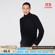 迪卡儂（DECATHLON）保暖戶外抓絨衣外套男女運(yùn)動寬松秋搖粒絨外套沖鋒衣內(nèi)膽 男款-半拉鏈-黑色 L