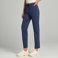 夏季薄款休閑運動(dòng)褲女裸感寬松顯瘦透氣哈倫褲瑜伽健身束腳七分褲 純_藍_黑_九分褲_HCK041 M 6__(建議100-115斤)