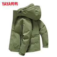 鴨鴨（YAYA）加厚羽絨服男士短款連帽韓版時尚商務休閑保暖防寒新款外套DY YE4B017197P-軍綠色 L /175