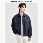 佐丹奴工裝風夾克男秋冬新款提花搖粒絨保暖口袋翻領外套01075853 26標志軍藍 XL