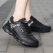 LI NING李寧冬季女鞋皮面防水防滑學(xué)生跑步運動(dòng)鞋加絨保暖棉鞋軟底休閑旅 皮面2016黑色 37