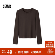森馬（Semir）長袖T恤女吸濕發(fā)熱抗菌緊身內(nèi)搭2024圓領抓絨套頭衫109724101007