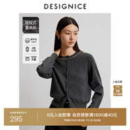 迪賽尼斯（DESIGNICE）2024冬季新款氣質(zhì)千金風(fēng)灰色羊毛開(kāi)衫圓領(lǐng)長(cháng)袖毛針織衫女 灰色 S