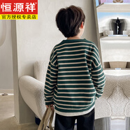 恒源祥秋冬季套頭毛衣兒童圓領(lǐng)針織衫冬季新款中大童韓版羊毛衫童裝男童 MY31綠條紋 M 120c